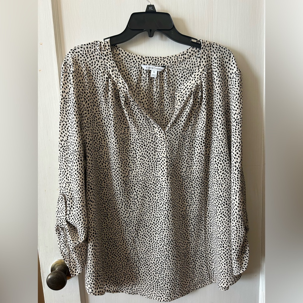 41 Hawthorn Black and Cream Patterned Blouse